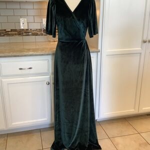 Baltic Born Deep Green “Meghan” Velvet Maxi Wrap Dress Size XL